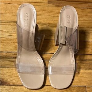 SCHUTZ Nude Clear-Strap Slide Mules